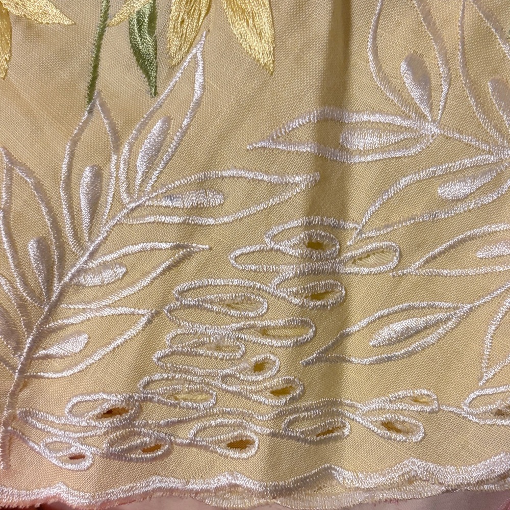 Sue Wong Vintage Yellow and Green Embroidered Midi Dress - Picture 10 of 10